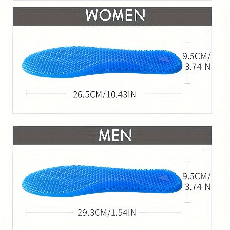 Unisex Silicone Honeycomb Insoles Shock Absorption Anti-Heel Pain Ultra-Soft