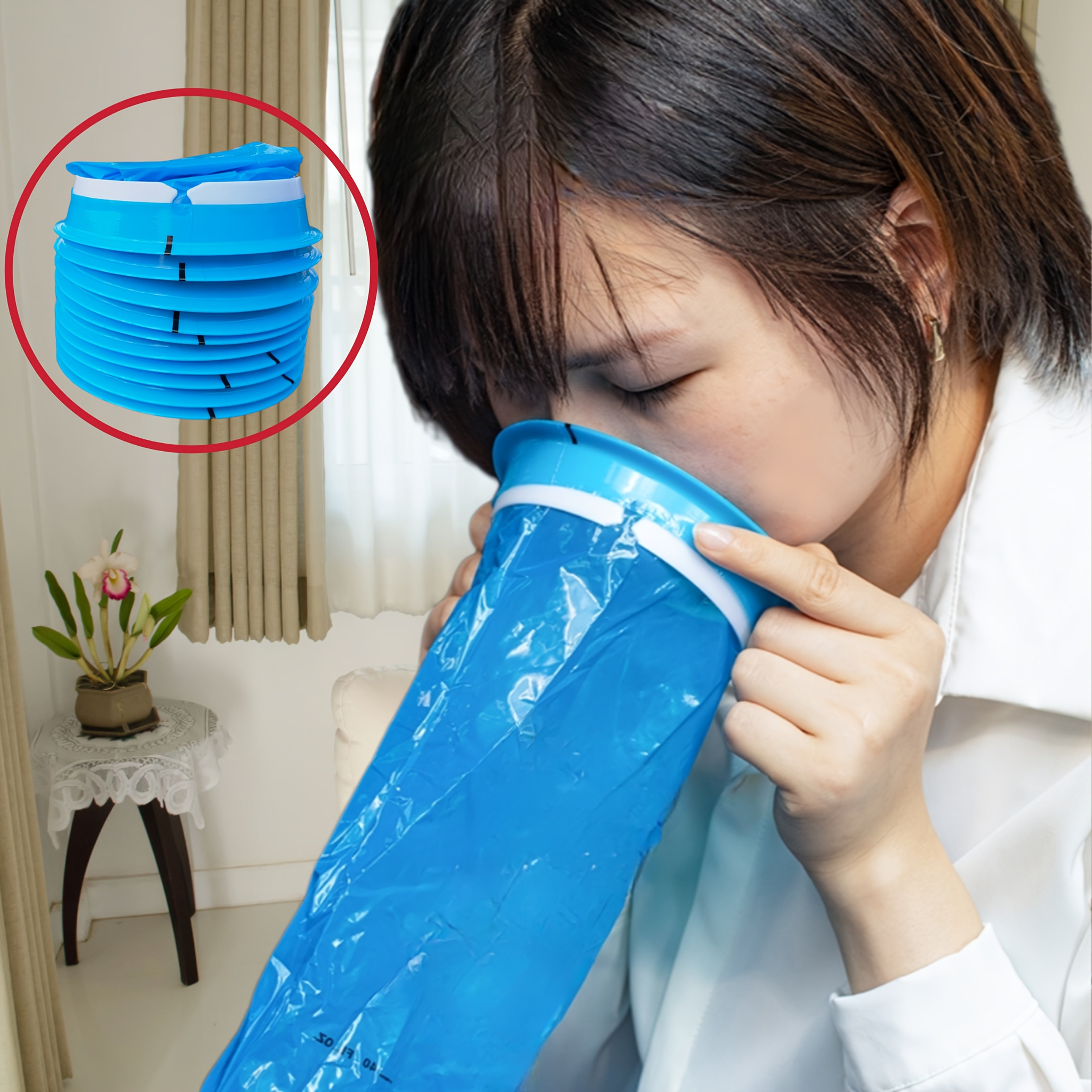 10-Pack Portable Vomit Bags for Travel, Adults and Pregnant Women, Leak-Proof