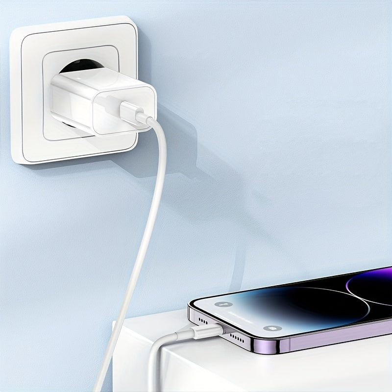 USB C Быстрая Зарядка, 201.17 см, 5-10 Вт, Европейская стандартная вилка, для моделей Apple iPhone и iPad без аккумулятора.