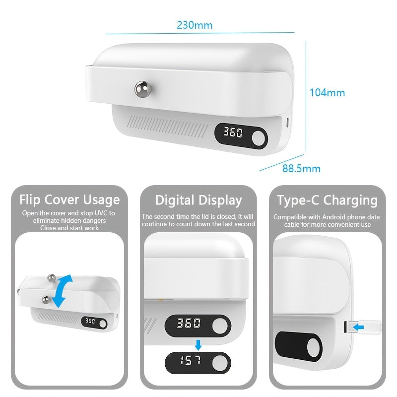 Wall-Mounted UV Toothbrush and Razor Dryer Holder with Fan Drying and USB Charging
