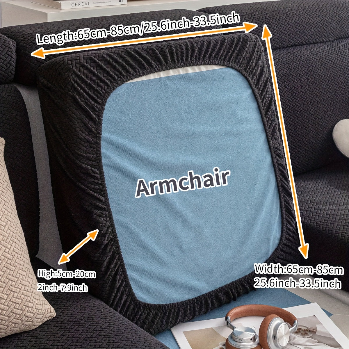 Checkered Pattern Polar Fleece Sofa Cover Boho Style Stretch Fabric Stain and Pet Scratch Protection