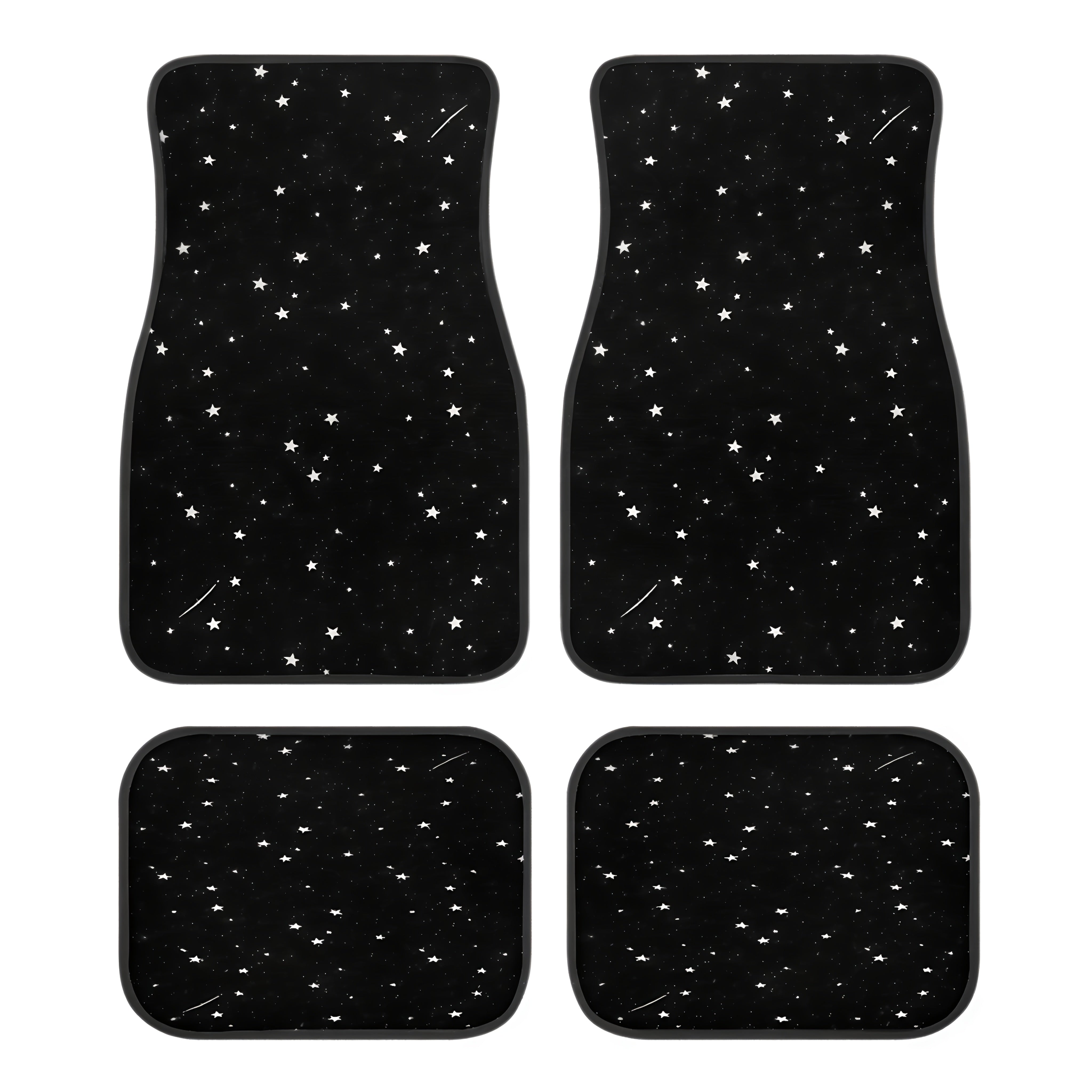 Black Night Starry Pattern Car Floor Mats Set Non-Slip Absorbent for Sedan SUV