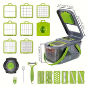 Kitchen Vegetable Cutter Set with 13 Blades, Egg White Filter, Hand Protector