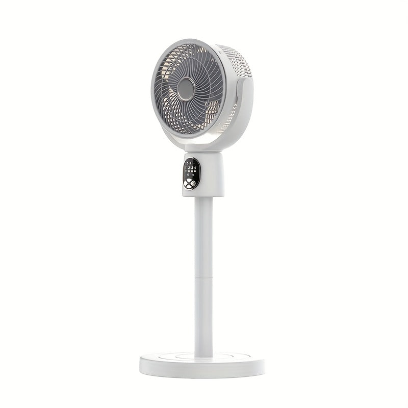 Rechargeable Floor Fan with Digital Display Oscillating Shaking Head 5 Speeds 3 Modes Timer Height Adjustable