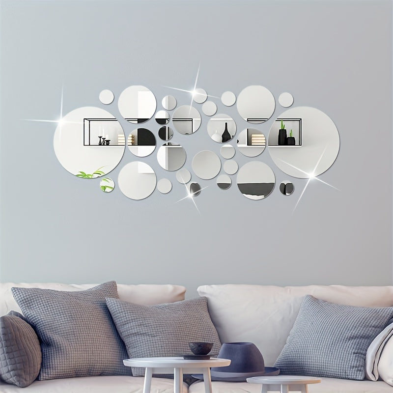 33pcs 3D Acrylic Mirror Wall Stickers Removable Self-Adhesive Home Decor