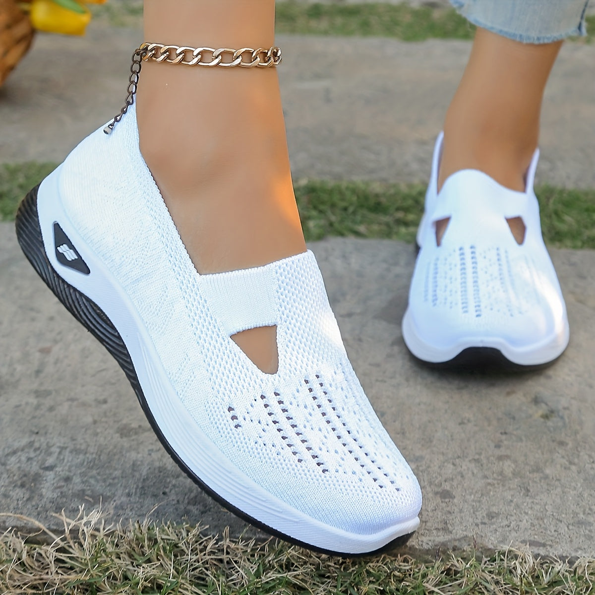 Women's Slip-On Running Sneakers Breathable Fabric Rubber Sole All-Season