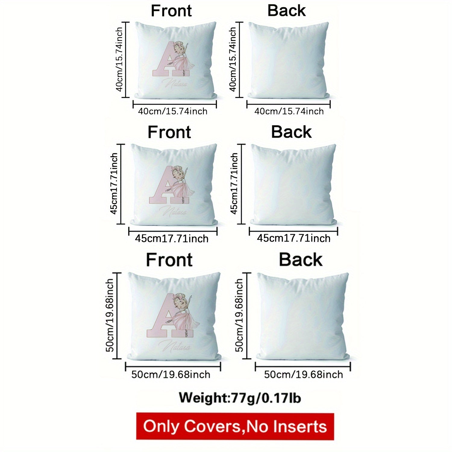 Customized Velvet Pillowcase with Ballet Girl Design Pink Initials Sofa Decor Single-Sided Print