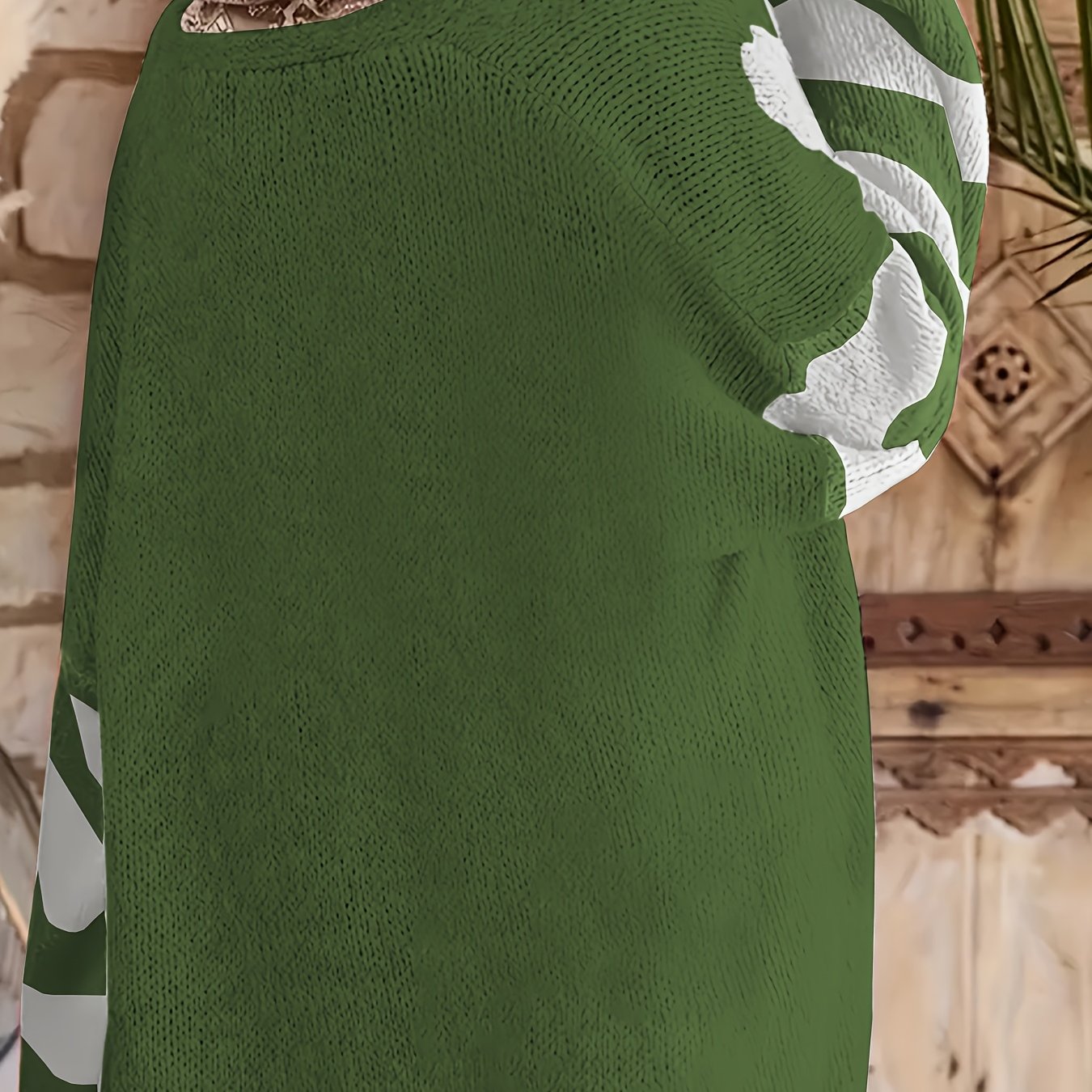 Women's Plus Size V-Neck Floral Print Knit Cardigan Long Sleeve Sweater