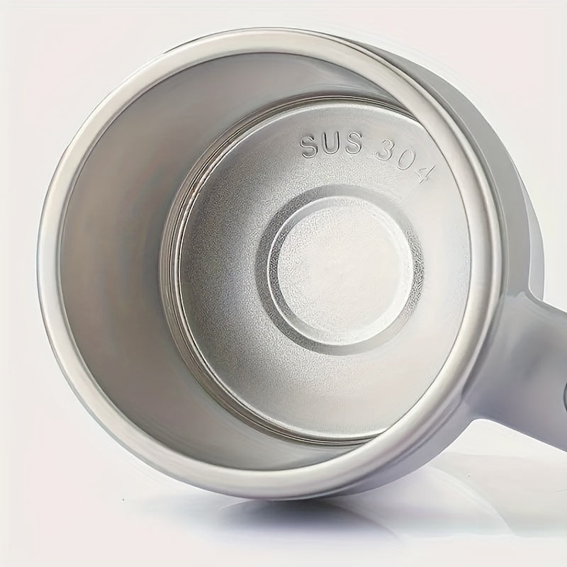 Stainless Steel Self-Stirring Coffee Mug with Wooden Handle Reusable Battery-Powered 8.99cm H x 14.0cm W