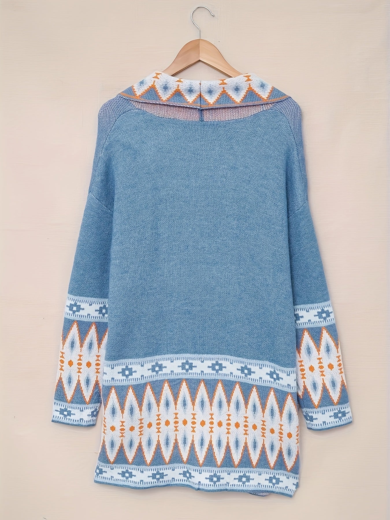 Women's Knit Cardigan with Geometric Pattern Lightweight Fall Winter Outerwear
