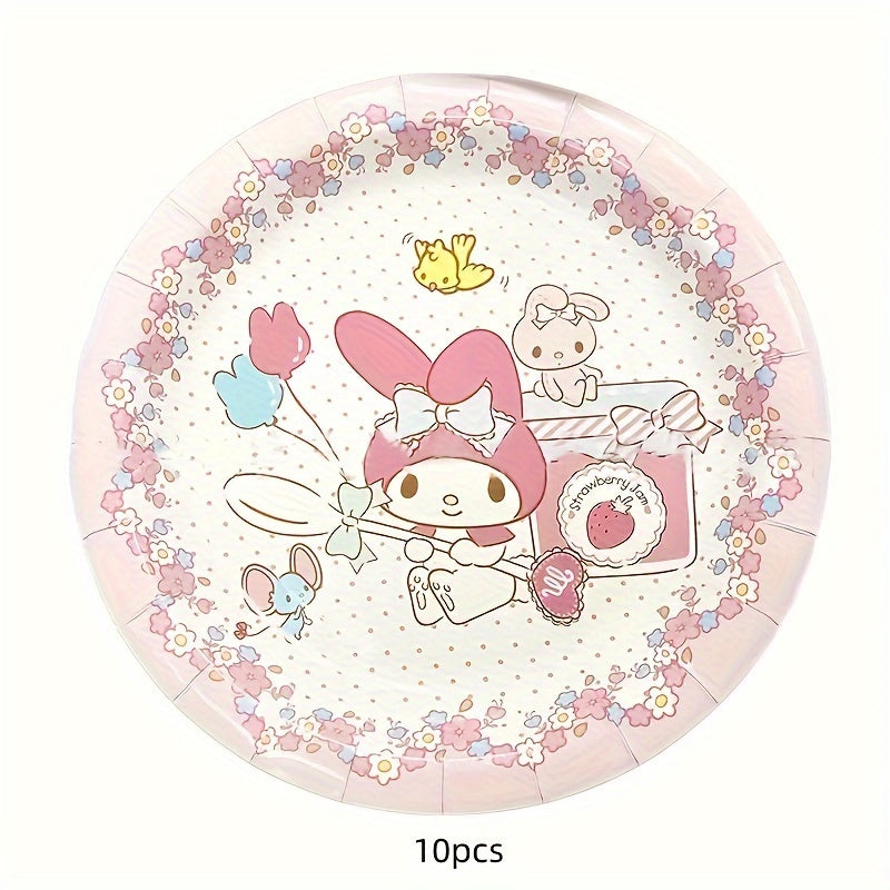 Set de suministros para fiesta Hello Kitty Platos, vasos, tenedores, cucharas y mantel desechables para decoraciones de cumpleaños