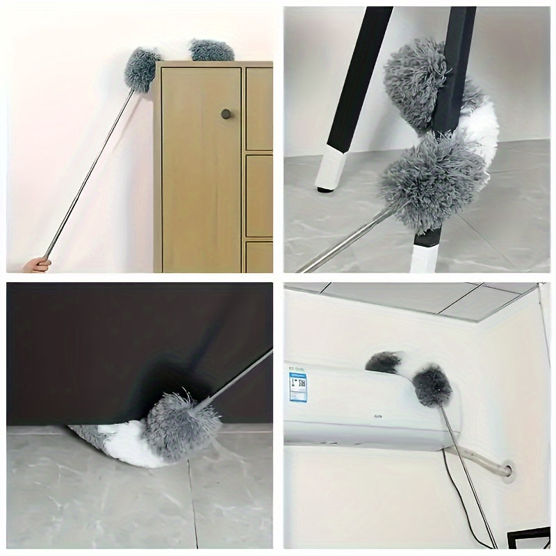 Electrostatic Duster with Extendable Pole and Washable Head for High Surfaces Furniture and Car Cleaning
