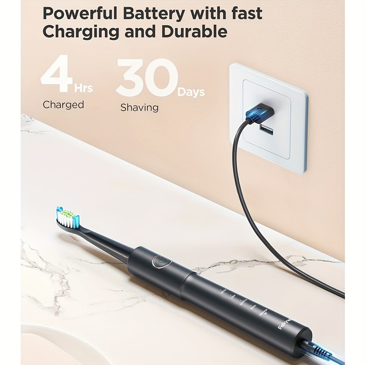 Ko‘p boshli quvvatlanadigan qora va oq elektr tish cho‘tkasi to‘plami