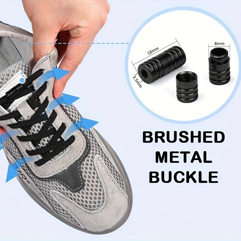 Unisex Nylon No-Tie Shoelaces with Adjustable Metal Buckles 1 Pair