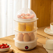 Mini vaporizador de huevos multifuncional, doble, para desayuno de huevos, calentador de alimentos, 220-240V, enchufe US