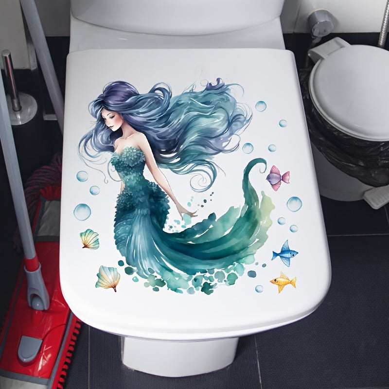 Toilet Seat Sticker Shell Sleeping Beauty Sea Theme Decorative Decal