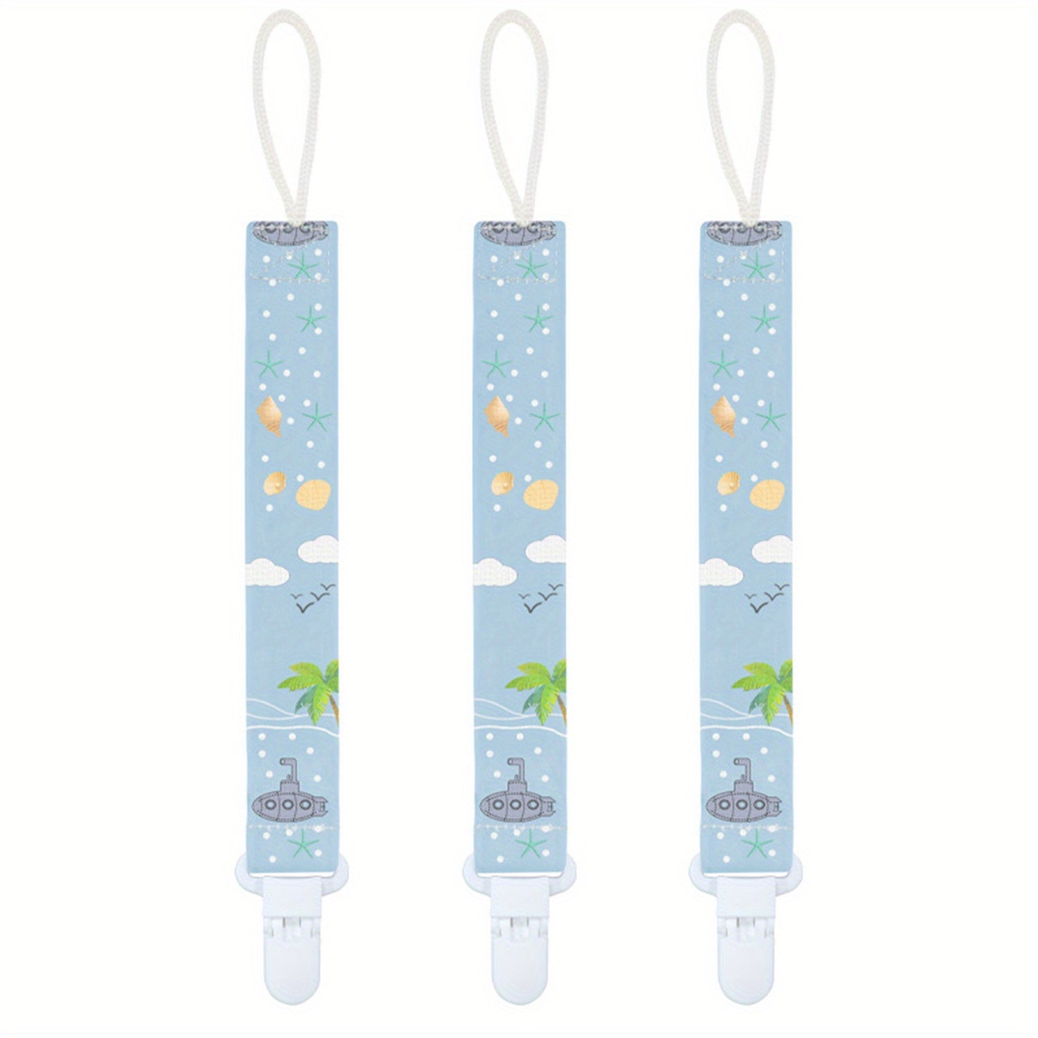 COZYPANDA Зажимы для пустышек - Набор из 3 штук, универсальный размер, прочные и долговечные, различные дизайны, надежно удерживают пустышки, идеальный подарок на детский душ.