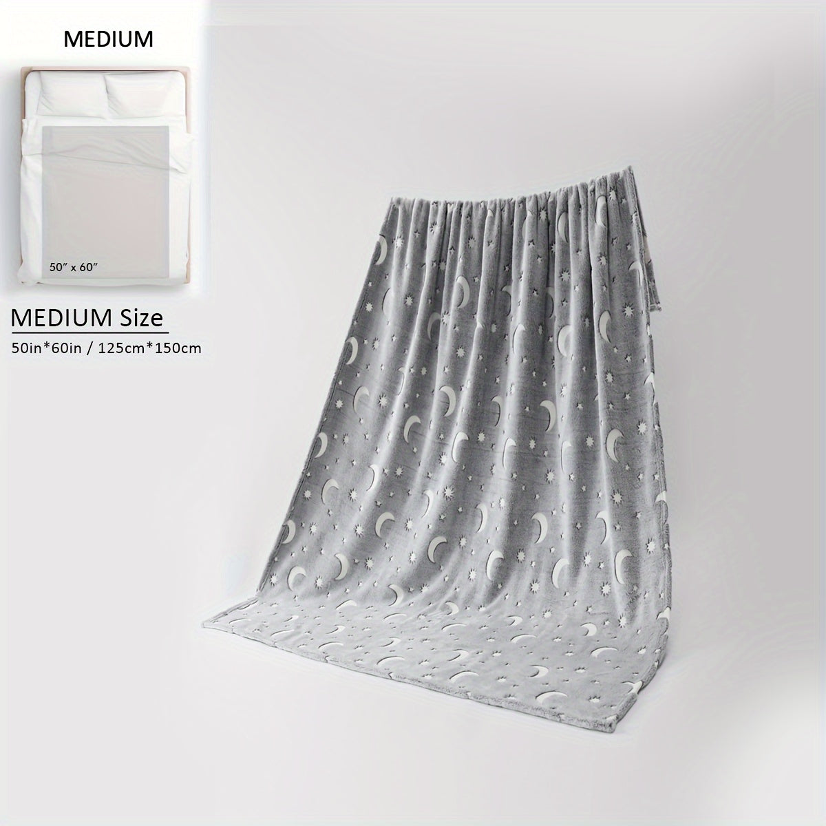 Glow in the Dark Flannel Fleece Blanket with Christmas Tree Print Cozy All-Season Home Decor