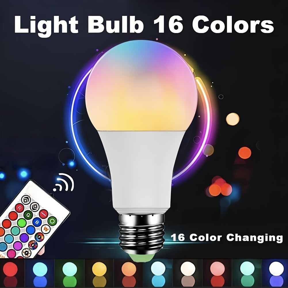 16-Color Dimmable RGB LED Light Bulb E27 220V Remote Control for Home Decoration