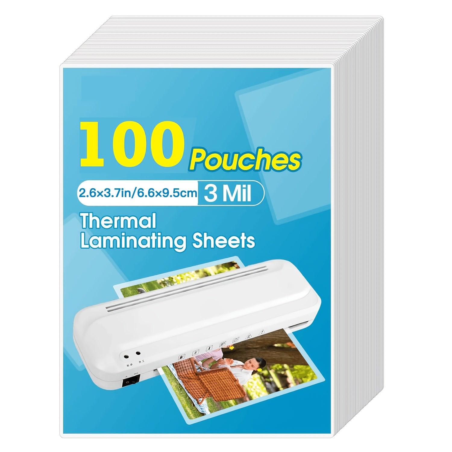100/200 Pcs Thermal Laminating Pouches 2.6x3.7 Inches Clear Plastic Sheets for Photos and Business Cards