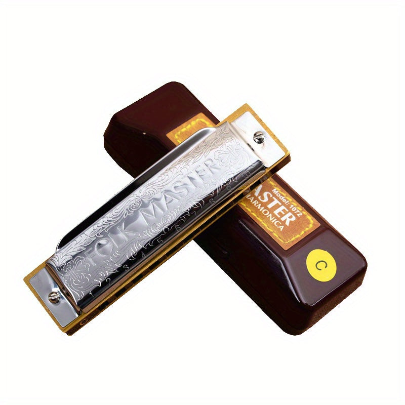 Kattalar uchun boshlang'ich 10 teshikli Blues Harmonica Metal Polished bilan qadoqlangan, kulrang