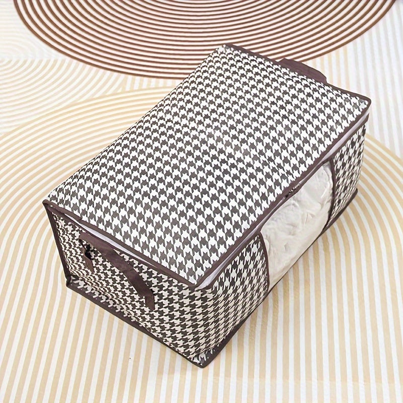 Lightweight Storage Bag with Houndstooth Window Large Capacity Travel Wardrobe Organizer