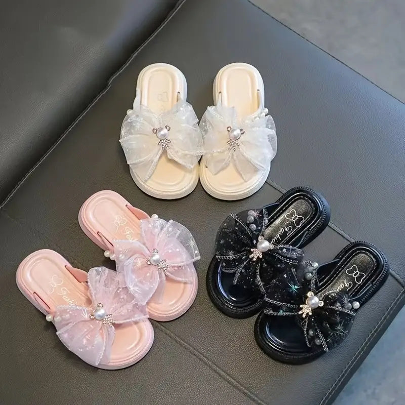 Girls Summer Floral Sandals with Bow, PVC Upper, Adjustable Strap, Infants to 14