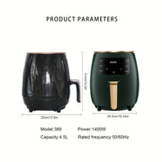 4.5L 6-in-1 Havo Qovurish Ovensi, 6 ta Bir-biriga Tez Bosish Dasturi va Aksesuarlar bilan