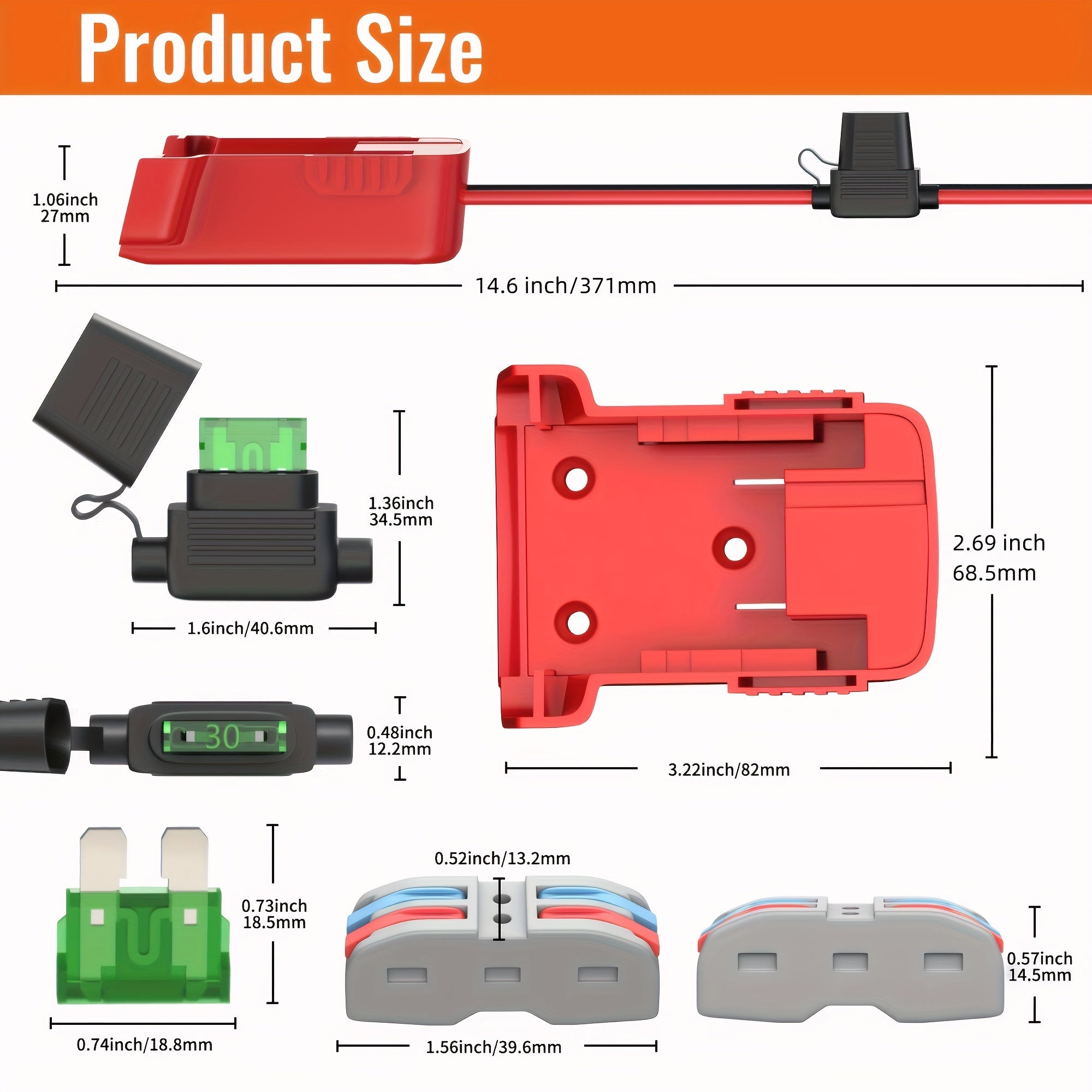 Milwaukee M18 Quvvatli G'ildirak Batareya Adapteri To'plami 12 AWG Sim va Fuse bilan