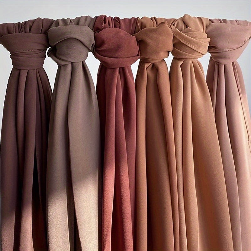 Women's Solid Color Chiffon Scarf - Lightweight and Breathable, Elegant and Simple Style, Windproof and Sun Protection Shawl