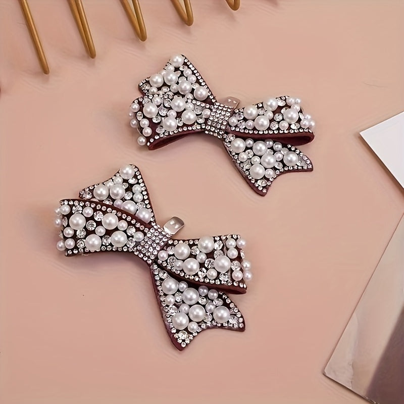 Women Rhinestone Bowknot Shoe Clips Detachable Decor