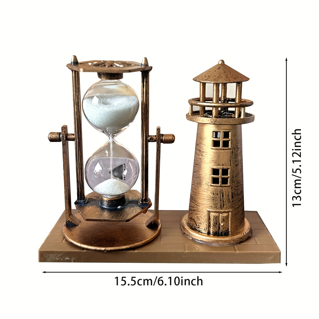 Vintage Nautical Lighthouse Hourglass Decoration No Electricity Single Pack Home Office