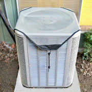 Funda para aire acondicionado gris claro con protector de malla, múltiples tamaños, incluye 4 cuerdas elásticas