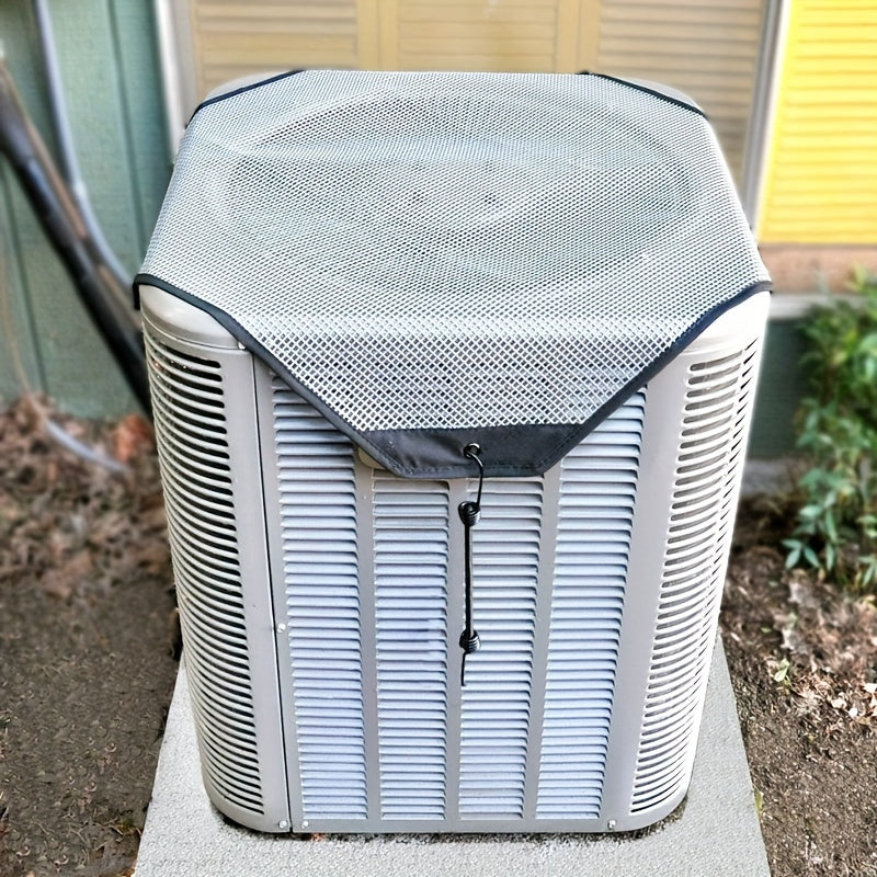 Funda para aire acondicionado gris claro con protector de malla, múltiples tamaños, incluye 4 cuerdas elásticas