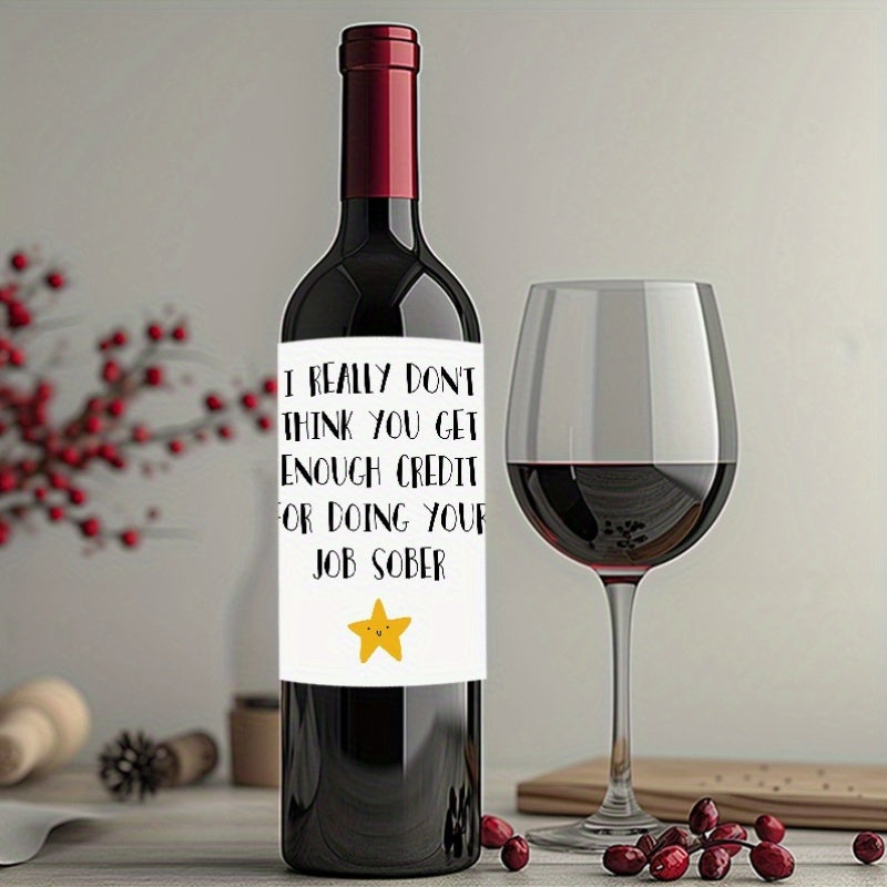 Festive Wine Labels for Boss Appreciation 10x12.7cm Paper Gifting