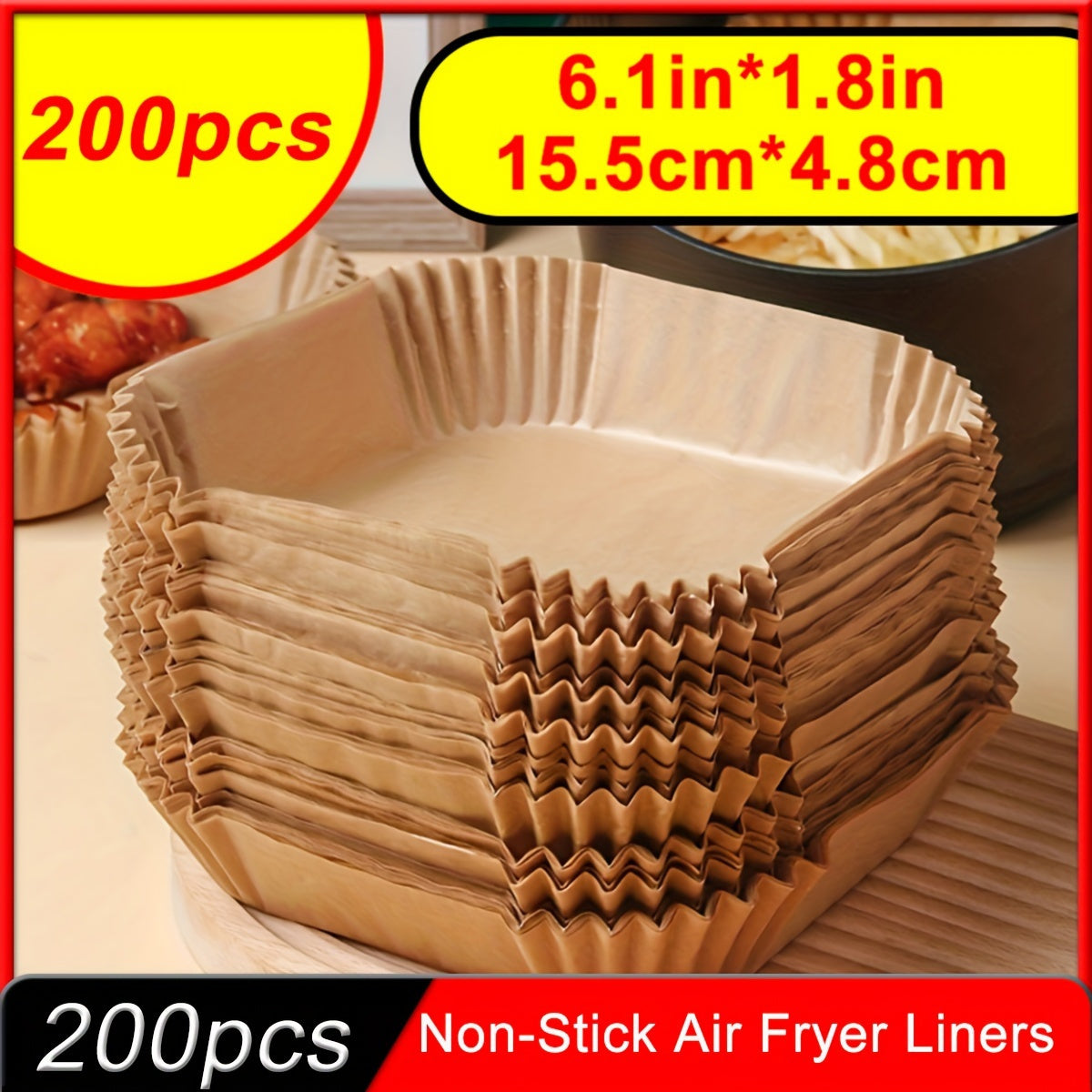 Non-Stick Disposable Paper Pads for Air Fryers Oven Microwave Square Baking