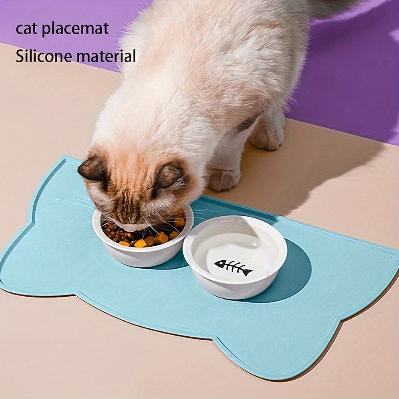 Alfombrilla de silicona para mascotas con forma de oreja de gato, antideslizante, impermeable y a prueba de derrames para gatos