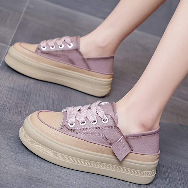 Women's Casual Sneakers Non-Slip TPU Sole Lace-Up Round Toe All-Season