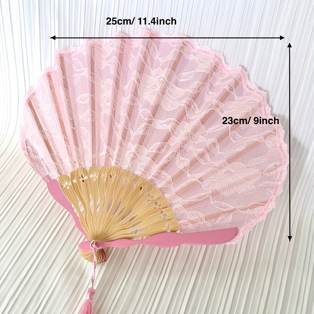 Large Vintage Lace Handheld Fan for Hanfu Dance and Party Decor