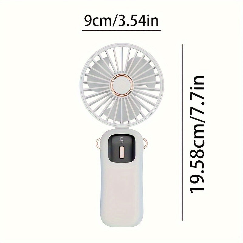 Mini Fan with LED Display Rechargeable USB Silent Desk Travel Sturdy Cooling Gift