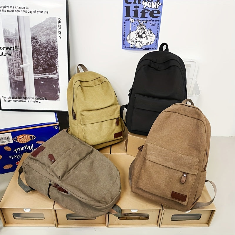 Erkaklar va ayollar uchun kanvas sumka, sozlanadigan kamarlar bilan, 15 dyuymli noutbuk uchun mos, maktab, sayohat, ish uchun