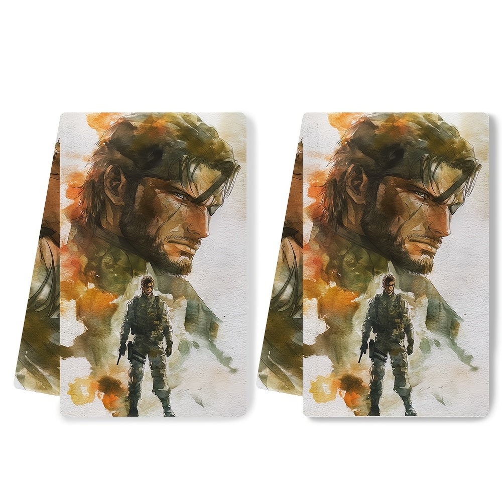 Metal Gear Solid dizayni bilan ikki to'plam hashamatli oshxona sochiqlari, juda yumshoq va yuqori so'ruvchan, bayram bezatish uchun. Mashinada yuvish mumkin, o'lchami 40.64X60.96 sm.