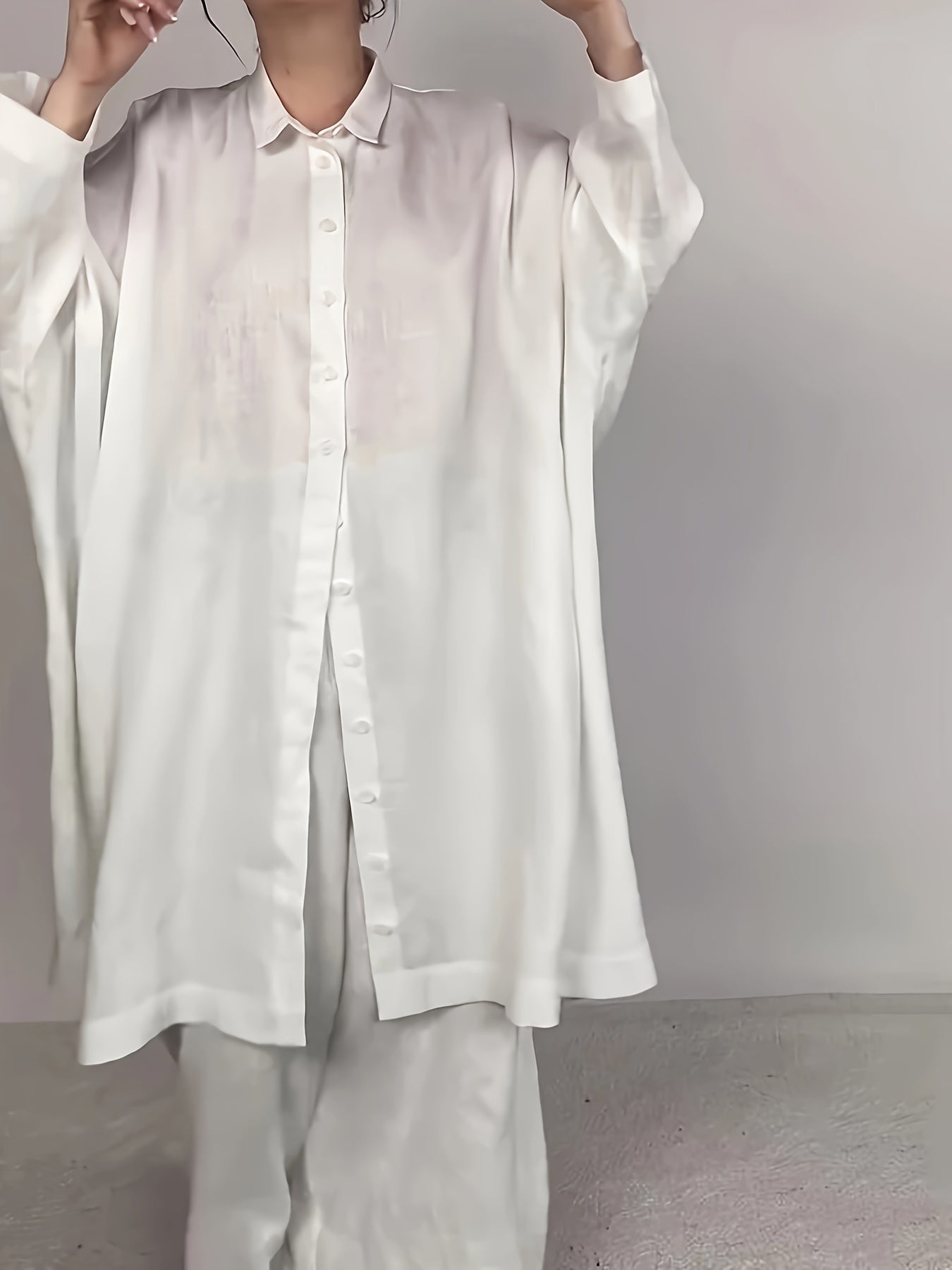 Conjunto de ropa de descanso de rayón de color sólido para mujer con bolsillos para primavera y verano