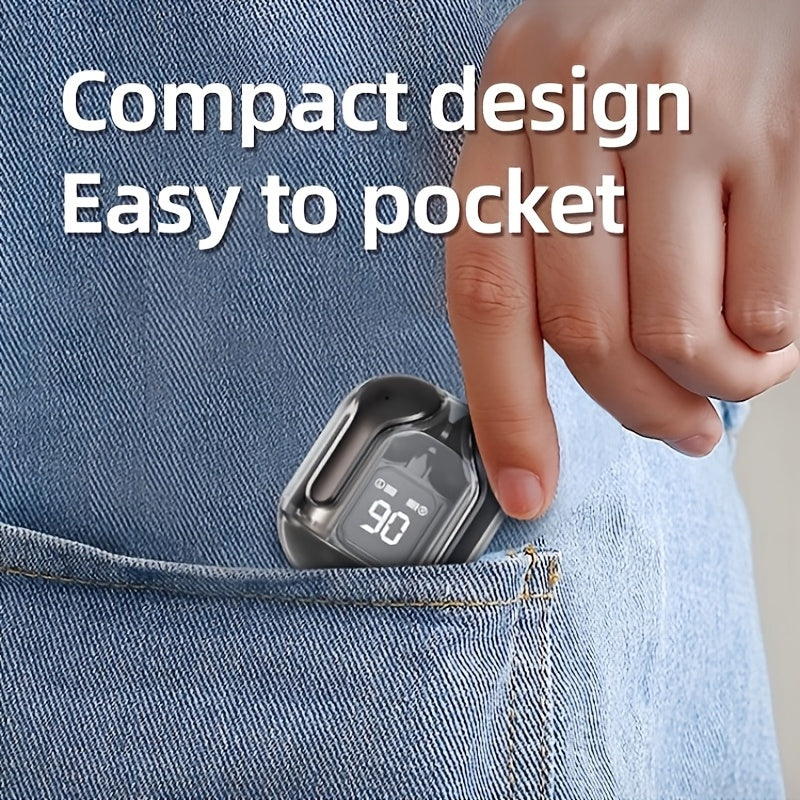 2024 Wireless In-Ear Headphones with Multi-Color Semi-Transparent Design and LED Display