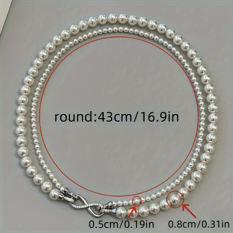 Women's Summer Double Layer Freshwater Pearl Necklace Bohemian Clavicle Jewelry Vacation Accessory