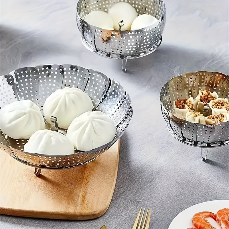 Stainless Steel Collapsible Steamer Rack for Kitchen and Dining Use