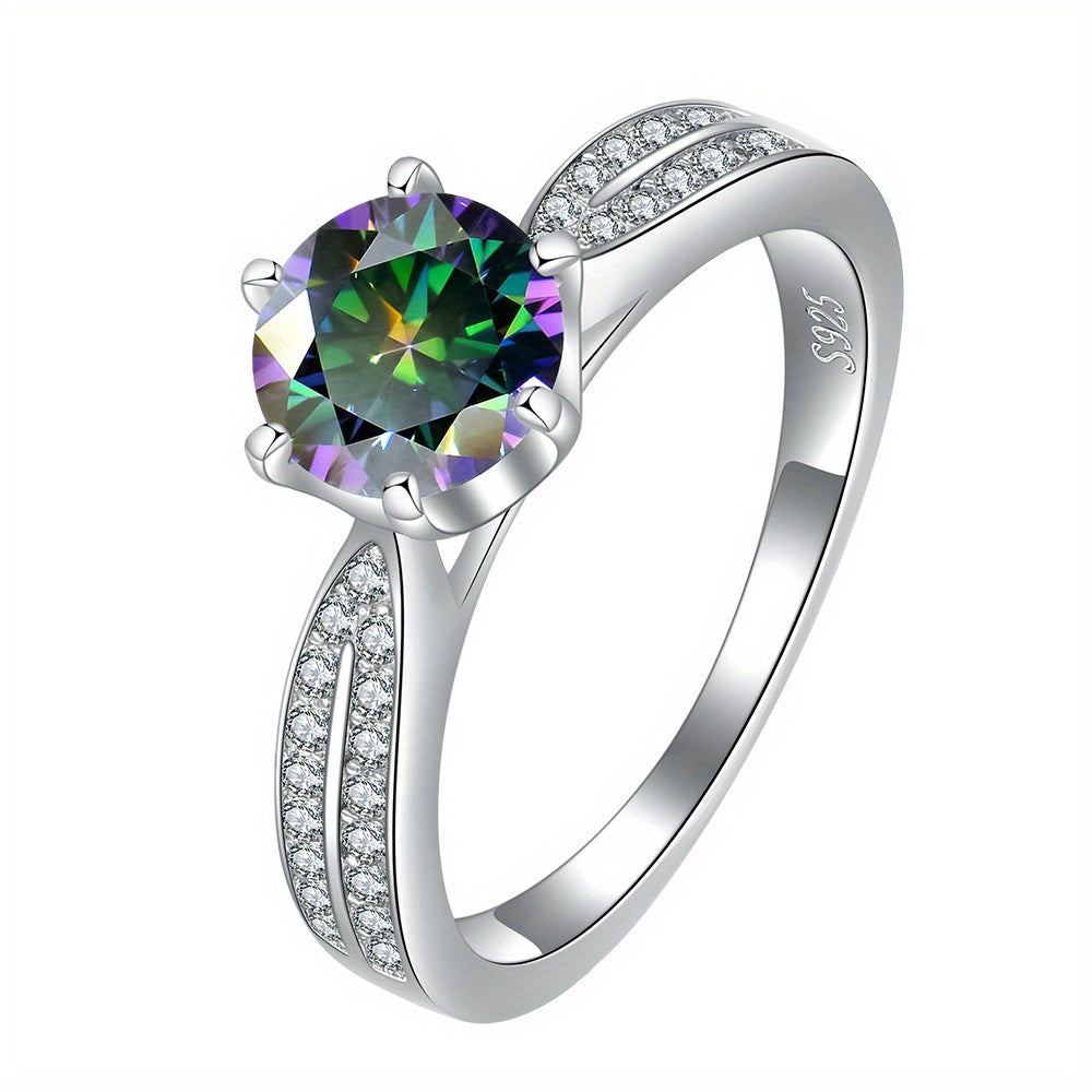 925 Sterling Silver dan tayyorlangan Moissanite bilan Qirolicha uzuk, Ayollar uchun to'y, niqoh yoki va'da uchun