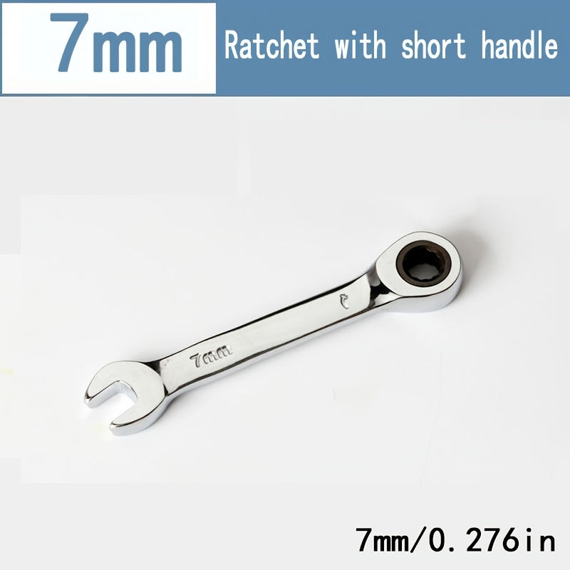 Mini Two-Way Ratchet Wrench, 72 Tooth, Metal Open-End, Durable Rust-Proof
