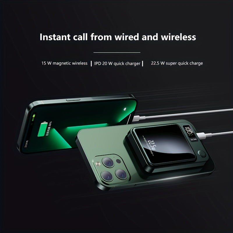 10000mAh portativ quvvat banki simsiz quvvat berish tez quvvatlash USB Type-C LED displey