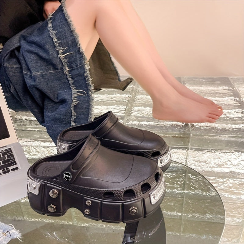 VMI Ayollar uchun Chunky Platforma Clogs, EVA Punk Uslubi, Qalin Taglik bilan Mustahkam, Har Mavsumda Kiymak Uchun Zamonaviy, Orqa Tasmali, Dumaloq Boshli, Bosma Yo'q